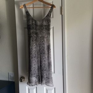 Saks grey chiffon snake print dress